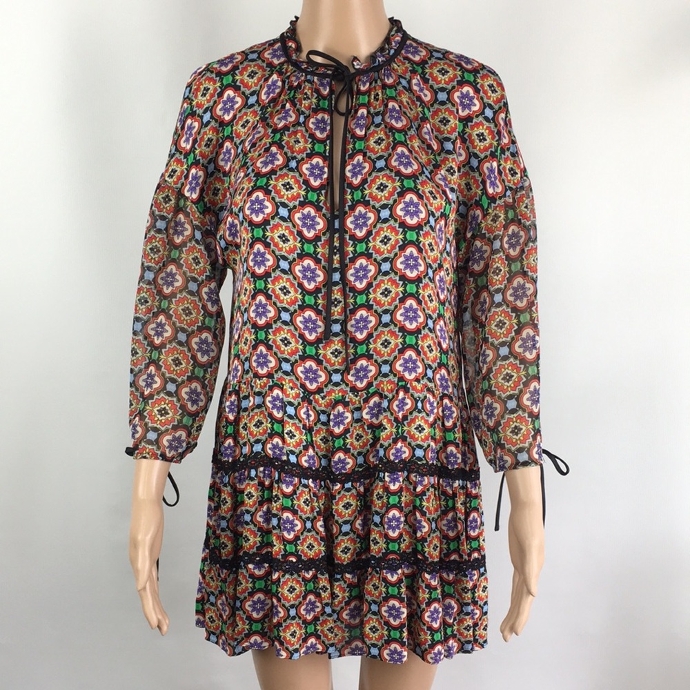 Alice + Olivia Arnette Crepe Mini Dress Multi Color  Size S/P PRISTINE CONDITION